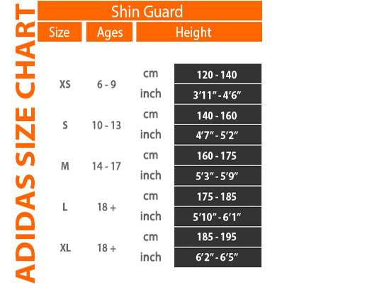 adidas shin pads size guide