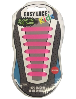 Easy Lace® Kids Glow in The Dark Shoelaces 14pc - Pink