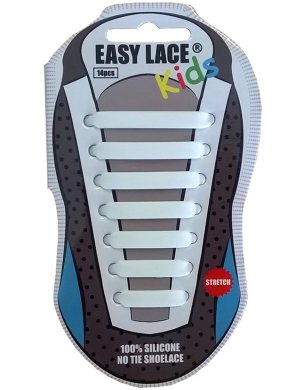 Easy Lace® Kids Flat Silicone Shoelaces 14pc - White