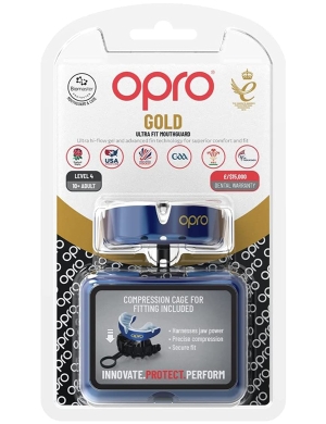 Opro Gold Competition Level Gumshield (10yrs - Adult) - Blue/Pearl