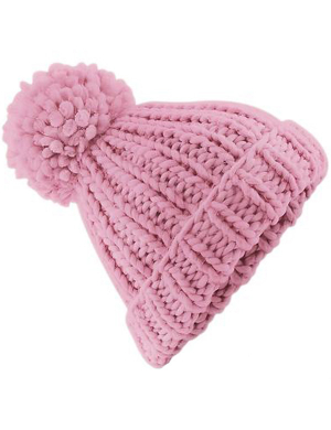 Beechfield® Oversized Hand-Knitted Beanie - Dusky Pink