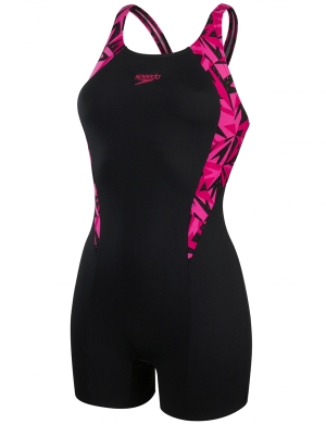 Speedo Hyperboom Splice Swim Legsuit - Black/Pink