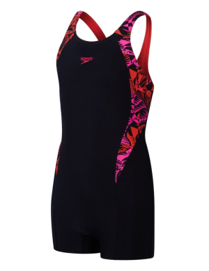 Speedo Printed Panel Legsuit - Navy/Pink