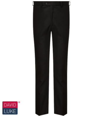 David Luke DL959 Senior Boys Slim Fit Trouser - Black (Flat Front)