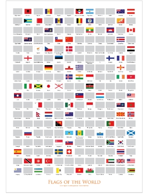 Flags Of The World Scratch Poster - A2 White Portrait