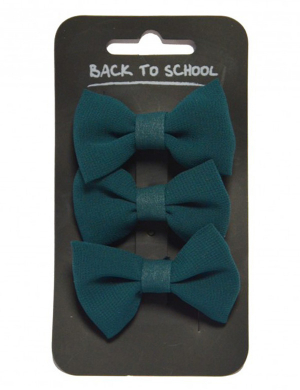 Bow Hair Clips 3pk - Bottle Green