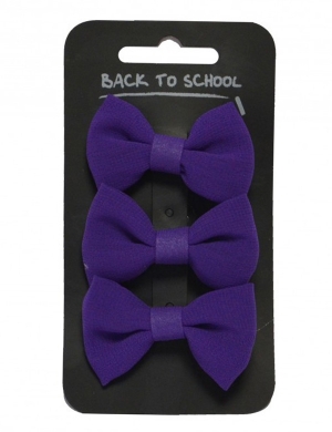 Bow Hair Clips 3pk - Purple