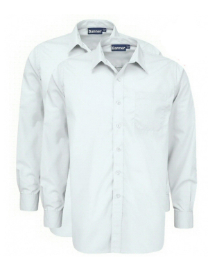 Banner Non-Iron Long Sleeve Shirts 2pk White (11-11.5