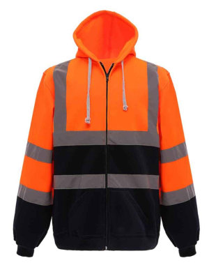 Yoko Hi-Vis Zip Hoodie YK032 - Fluo Orange/Navy