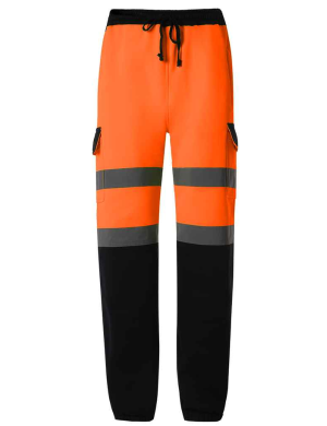 Yoko Hi-Vis Jog Pants YK034 - Fluo Orange/Navy