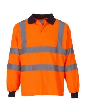 Yoko Hi-Vis Long Sleeve Polo Shirt YK016 - Orange